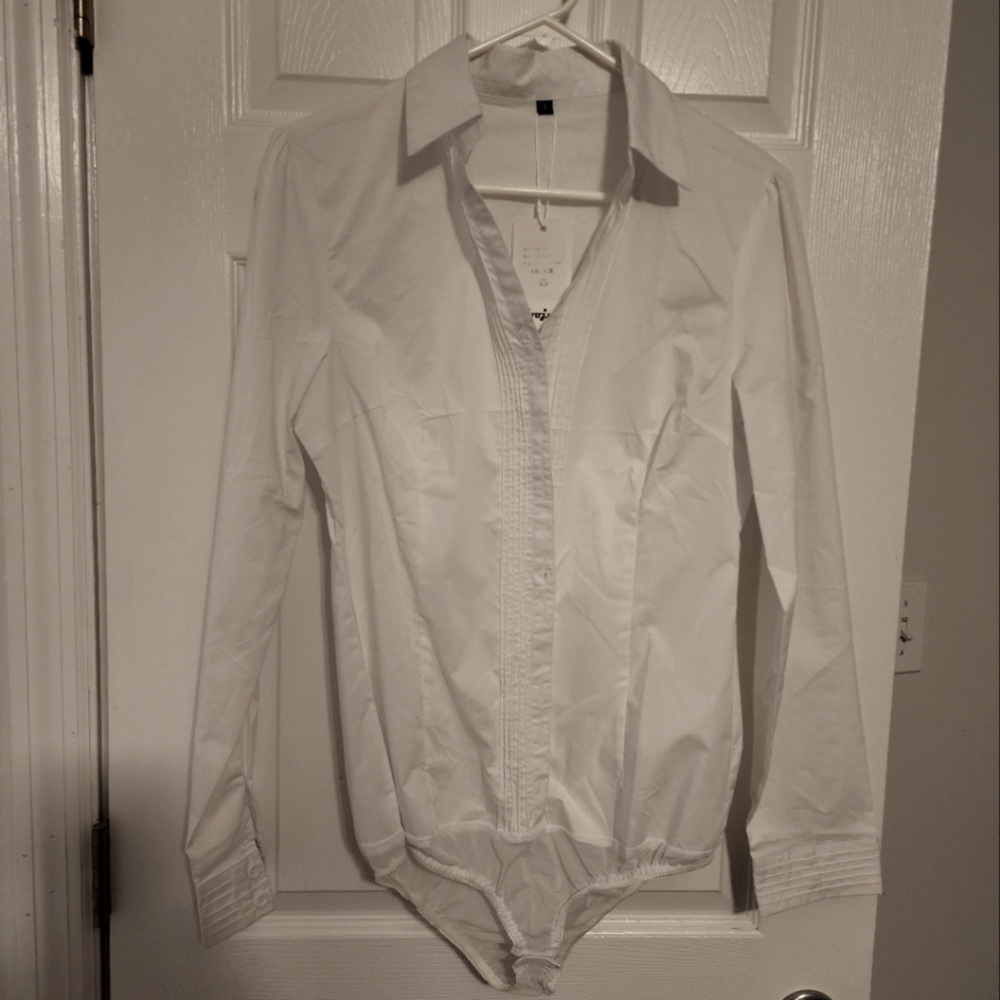 White Button Down Bodysuit